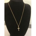 9 carat GOLD CROSS Mounted on a 9 carat GOLD CHAIN. 46 cm Gold chain. 2.5 cm drop Gold cross. 2.55