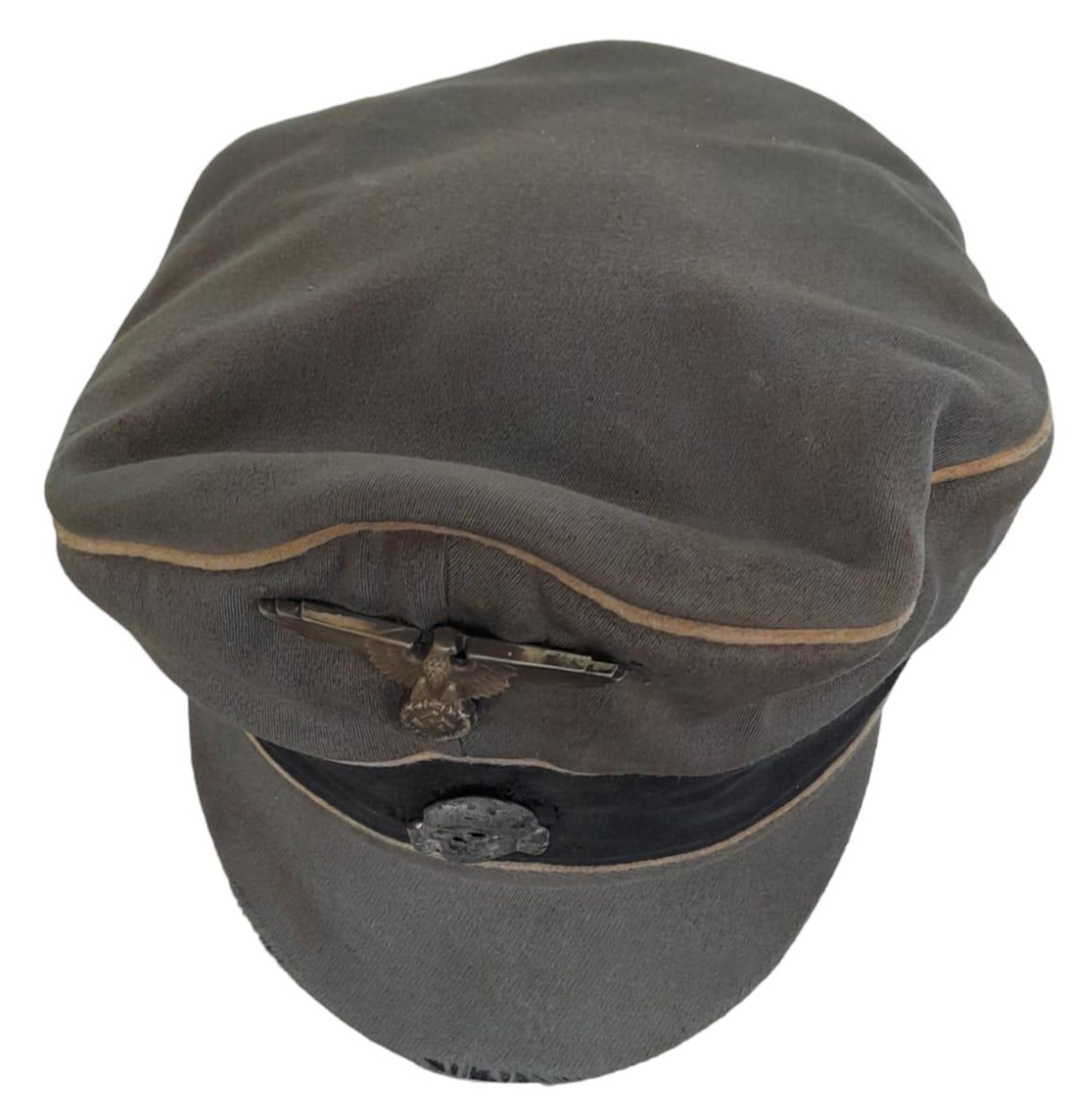 3rd Reich Waffen SS Tricot Crusher Cap with White Piping. A real “been there” example. - Image 4 of 13