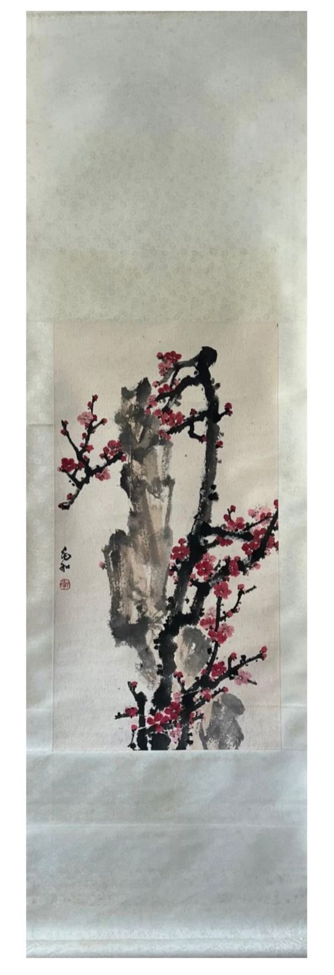 Plum blossom with crimson petals - Chinese ink and watercolour on paper scroll. Attributed to - Bild 2 aus 8