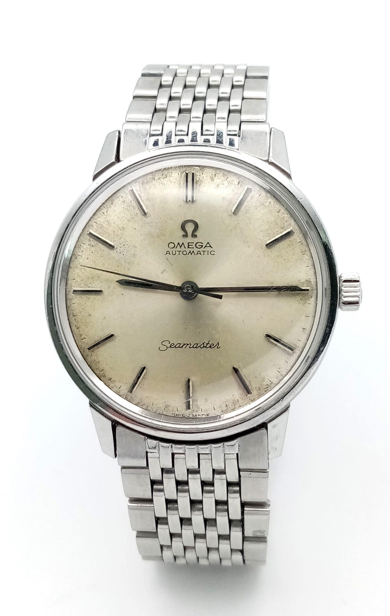 A Vintage Omega (1960s) Automatic Seamaster Gents Watch. Stainless steel bracelet and case - 34mm. - Image 3 of 13