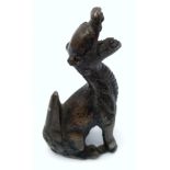 Superb small Chinese Bronze, 18th Century Qulin Figurine. Wonderful patina. Stands 8cm high. Weight: