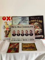 A nice selection of 6 mainly Vintage METAL SIGNS To include OXO, FRY’S CHOCOLATE etc. 4 signs 40 x