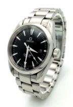 An Omega Seamaster Aqua Terra Quartz Gents Watch. Stainless steel bracelet and case - 36mm. Black