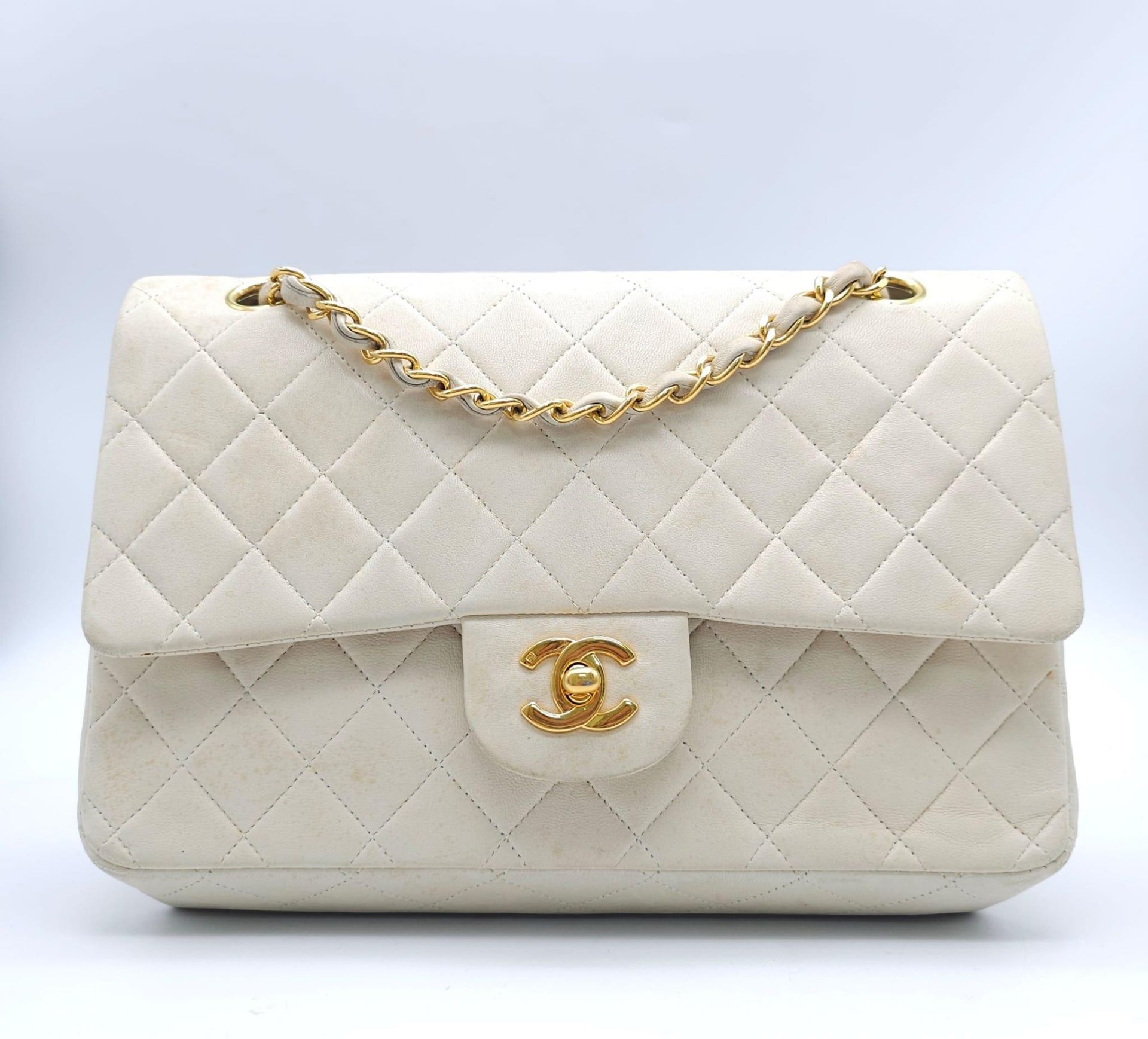 Chanel Cream Maxi. Double handled, quilted in diamond stitching and quality leather throughout. Gold - Image 3 of 27