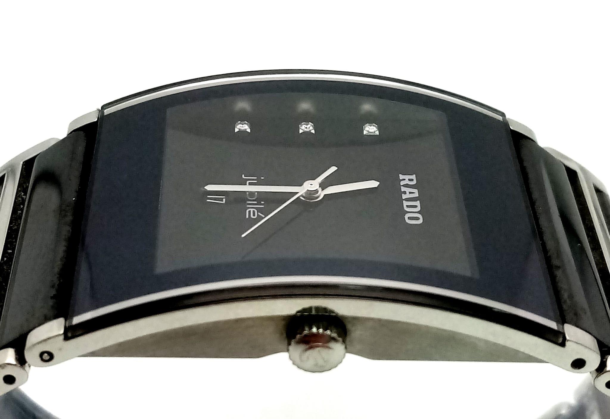 A Rado Diastar Jubile Quartz Unisex Watch. Stainless steel, ceramic bracelet and rectangular - Image 7 of 23