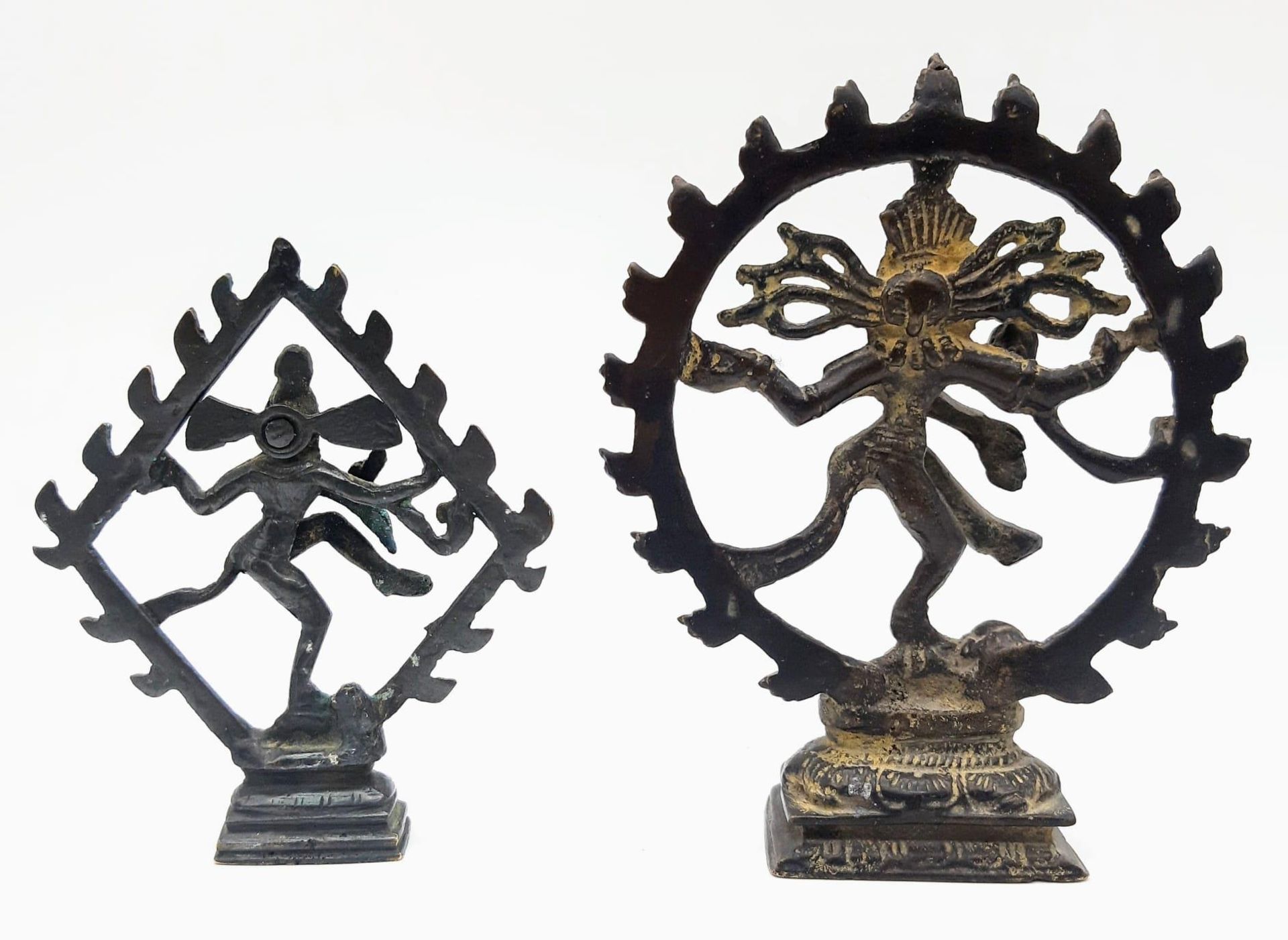Two Antique Bronze Hindu Gods Statues. The circular one stands 15cm tall whilst the other stands - Image 2 of 5