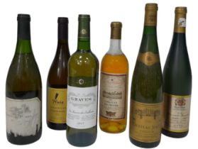 6 Bottles of Mixed White Wines. To Include: 1 x Chateau du Tertre Margaux Bordeaux blanc 1971 1 x