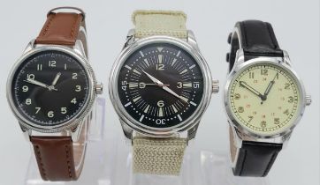 A Parcel of Three Unworn Military Homage Watches. 1) 1960’s Australian Diver (45mm) 2) 1940’s French