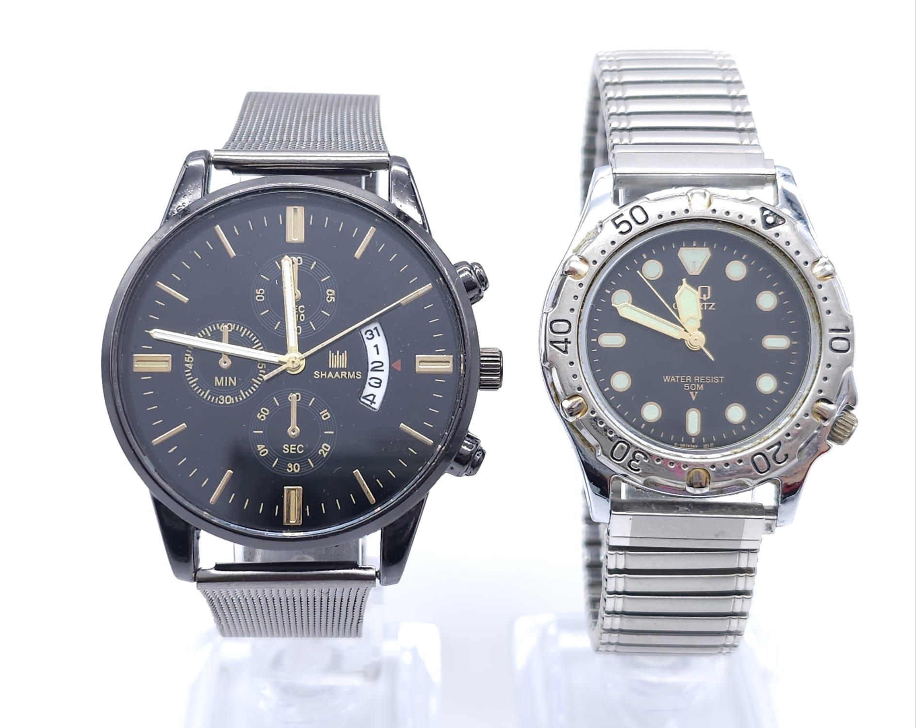 A Parcel of Two Men’s Sports Watches; 1) Stainless Steel Date Watch by Shaarms. 45mm Including Crown