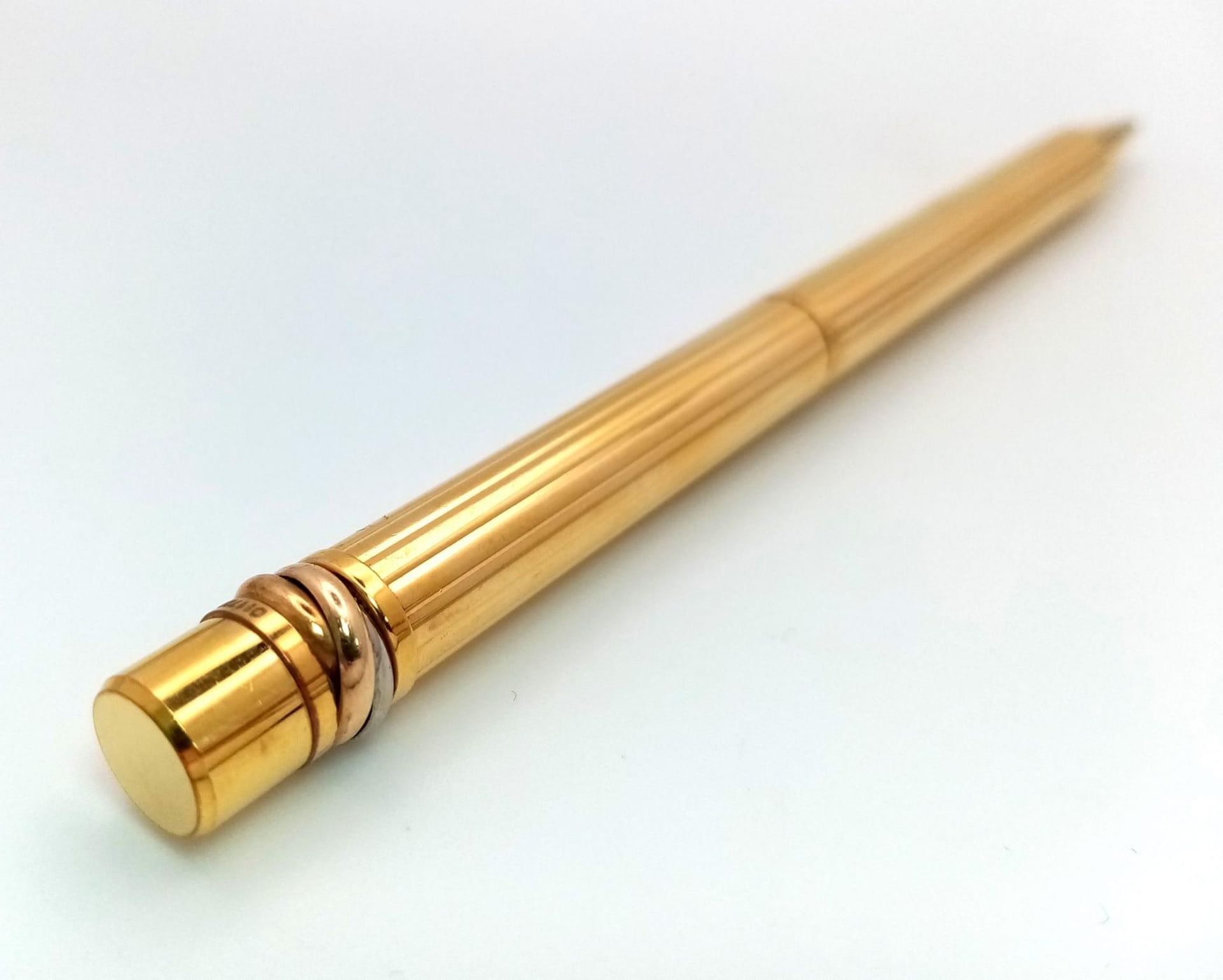A Cartier Santos Gold Plated Ballpoint Pen. In good condition and working order. Ref: 14893 - Bild 4 aus 6