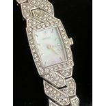 Ladies DKNY Wristwatch. Model NY-4411. Finished in silver tone stainless steel with jewelled bezel