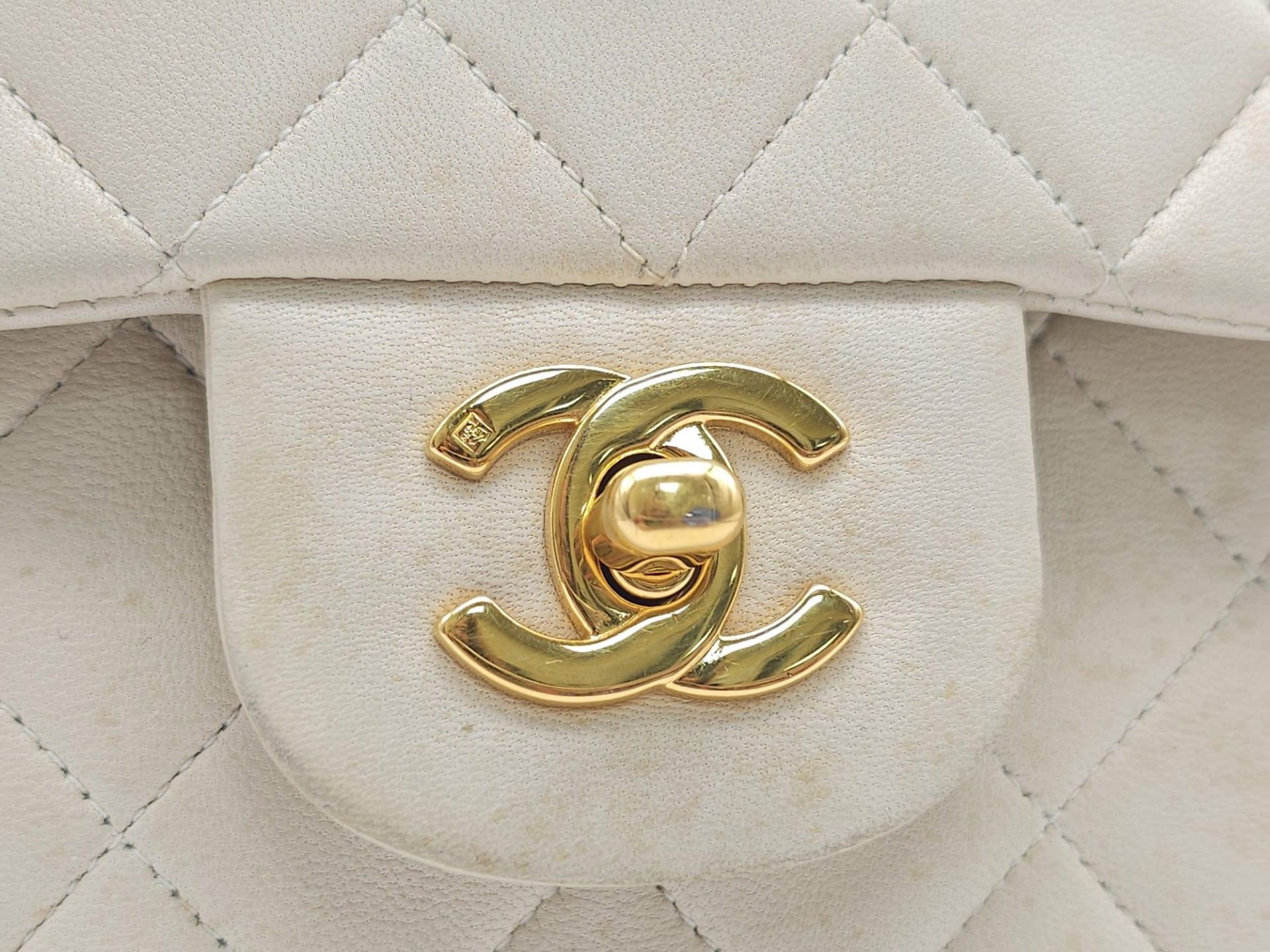 Chanel Cream Maxi. Double handled, quilted in diamond stitching and quality leather throughout. Gold - Image 9 of 27