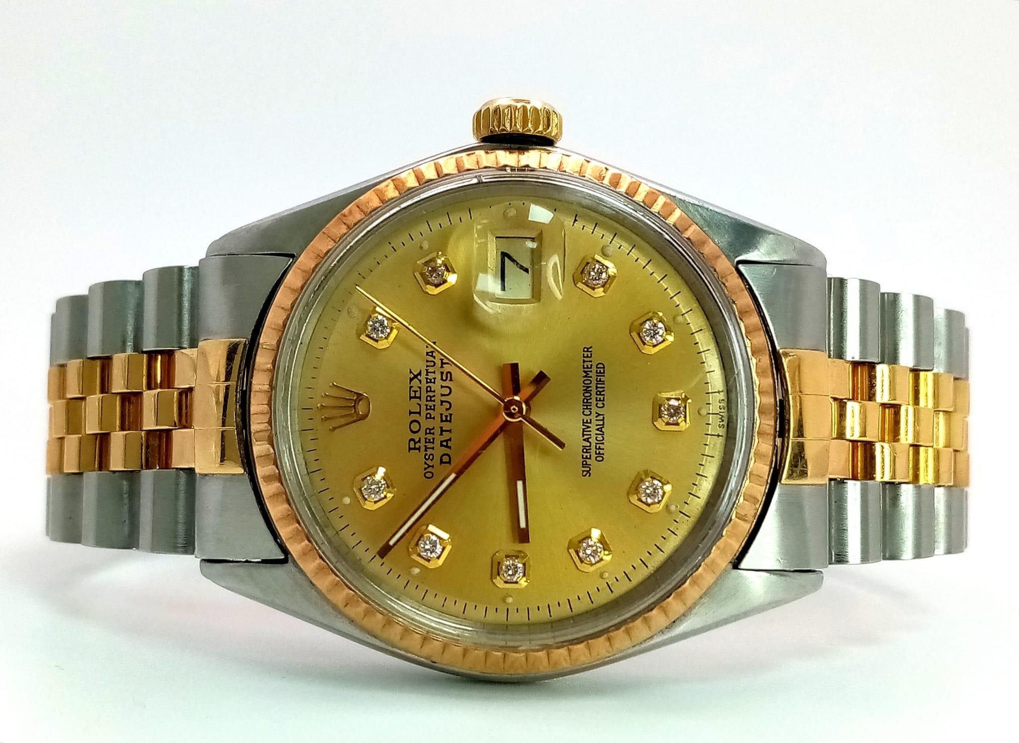 A Rolex Oyster Perpetual Datejust Bi-Metal Gents Watch. 18k gold and stainless steel bracelet and