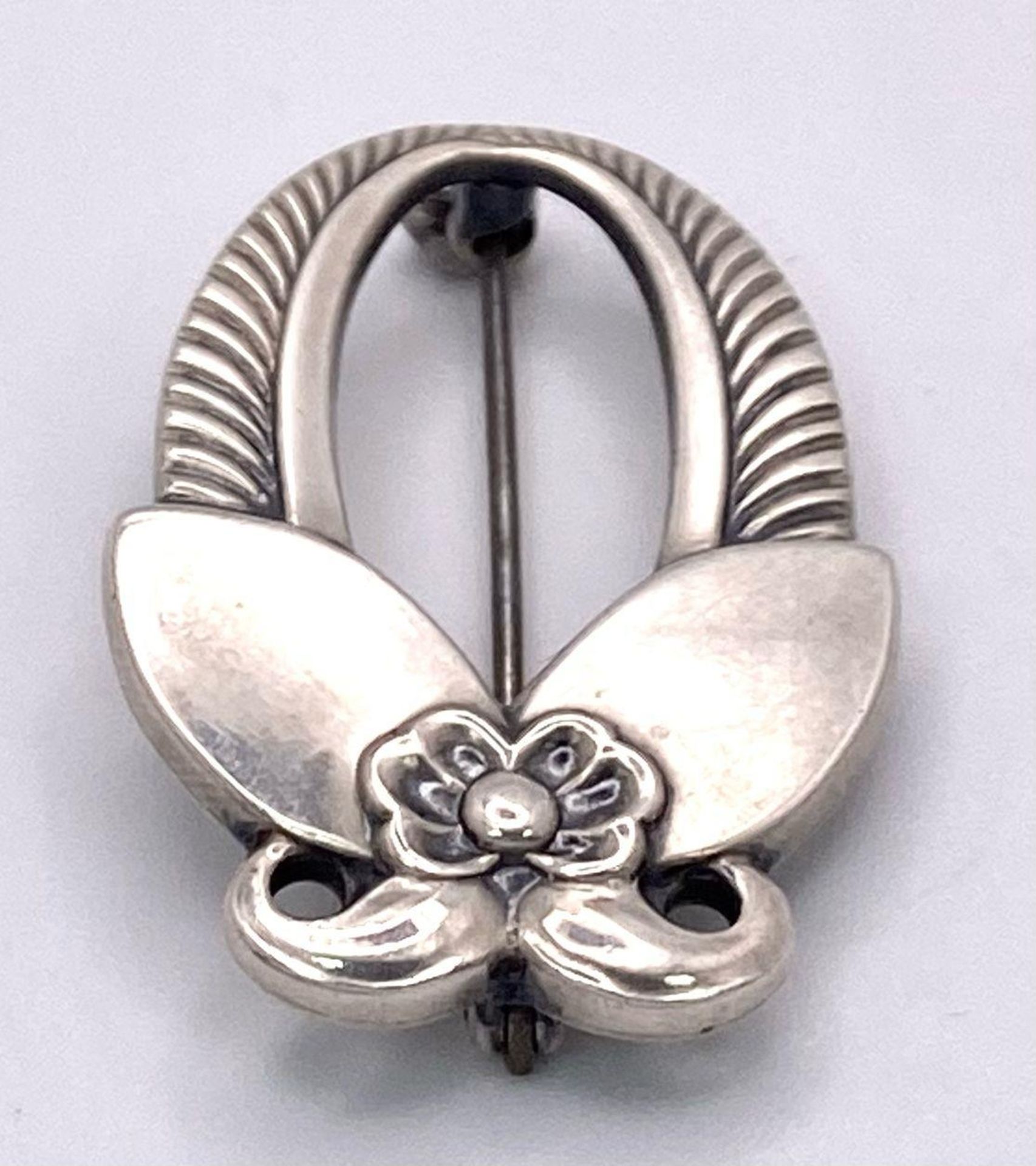 A Very Rare Vintage, Fully Marked, Georg Jensen Sterling Silver Reef Bar Brooch. Full Details