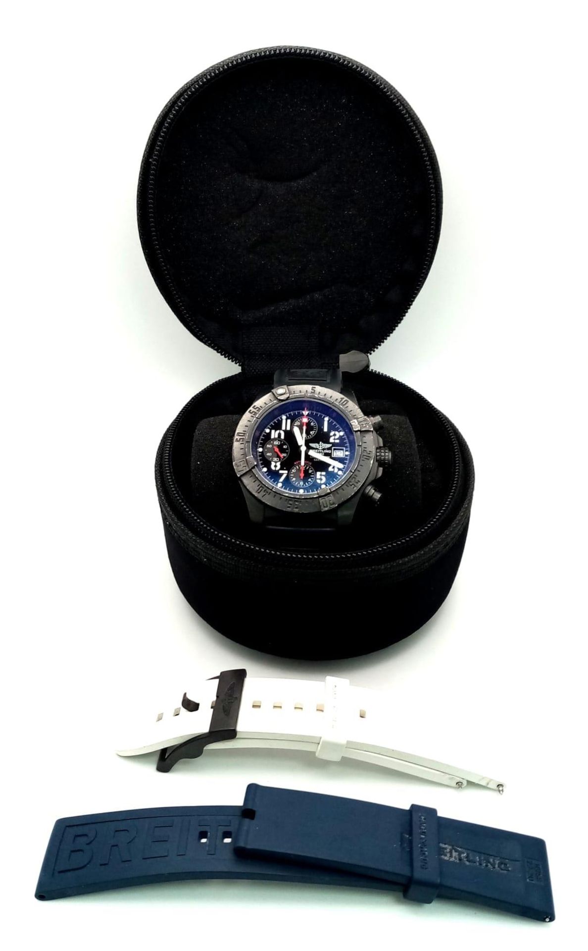 A Breitling Limited Edition (740/2000) Automatic Chronograph Gents Watch. Black rubber strap. - Image 13 of 13