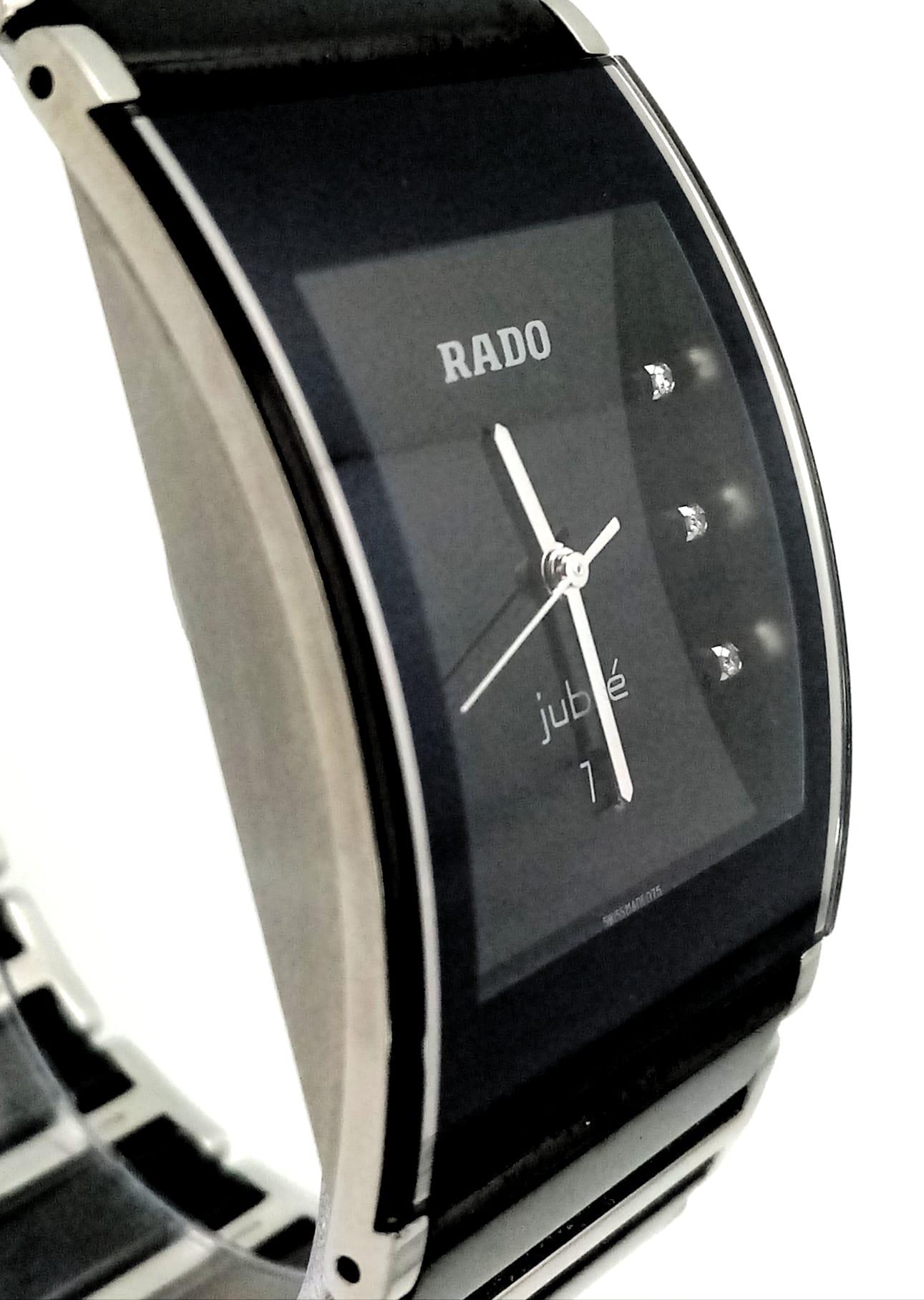 A Rado Diastar Jubile Quartz Unisex Watch. Stainless steel, ceramic bracelet and rectangular - Image 10 of 23