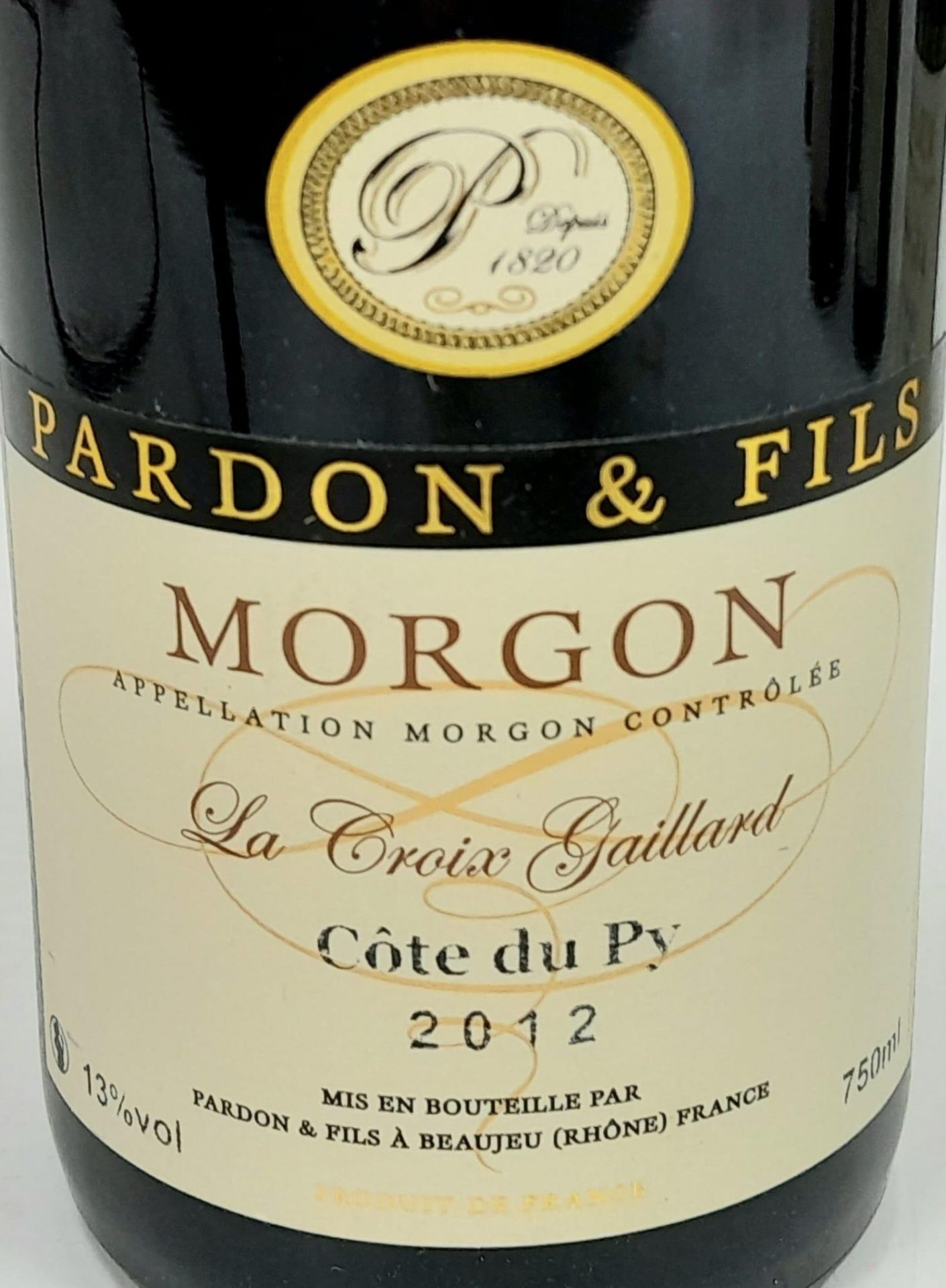 6 Bottles of Morgon Cote Du Py Domaine Pardon et Fils 2012 Cru Beaujolais. - Image 3 of 6