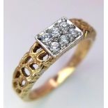 A 9K Yellow Gold Stone Set Ring. Size K/J, 2.2g total weight.