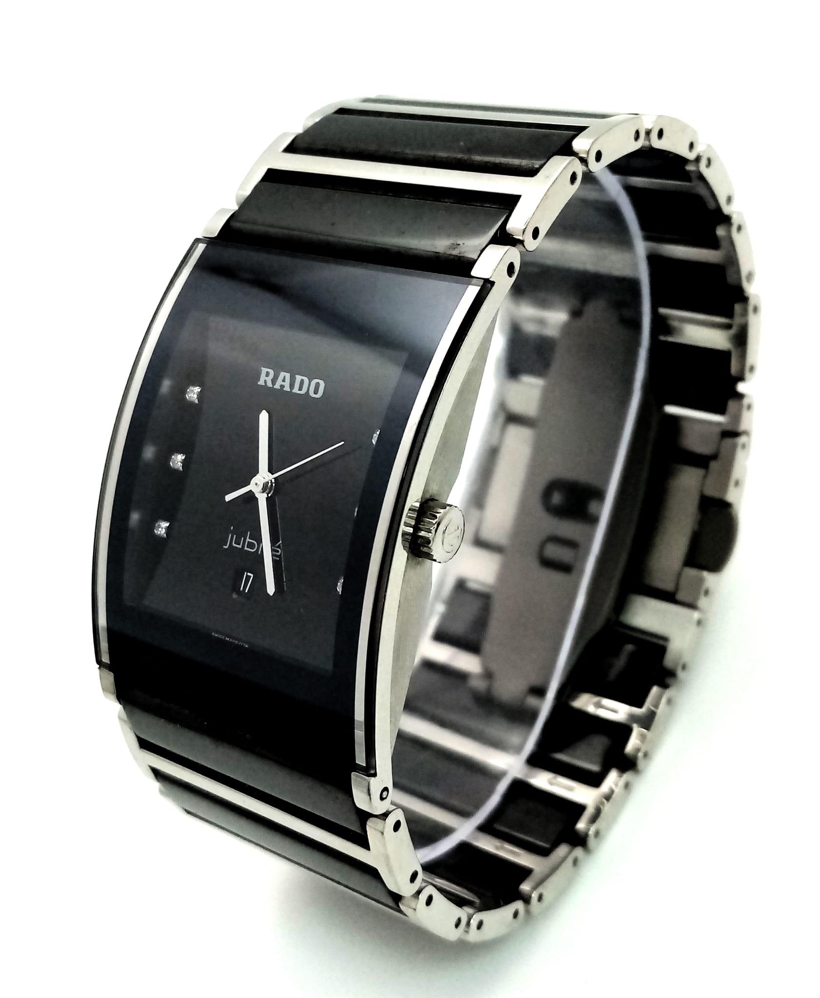 A Rado Diastar Jubile Quartz Unisex Watch. Stainless steel, ceramic bracelet and rectangular - Image 5 of 23