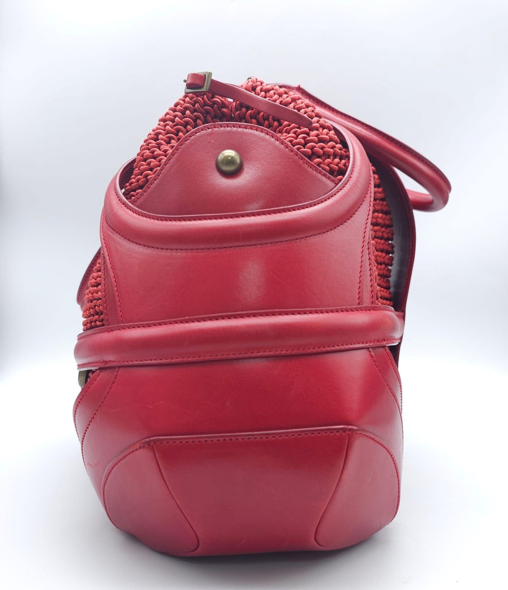 Alexander McQueen Red Woven Coated Canvas and Leather Novak Satchel. Versatile and functional, - Image 7 of 27