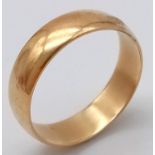 A 9K Yellow Gold Vintage Band Ring. Full UK hallmarks. Size Y. 5.12g weight. 6mm width.
