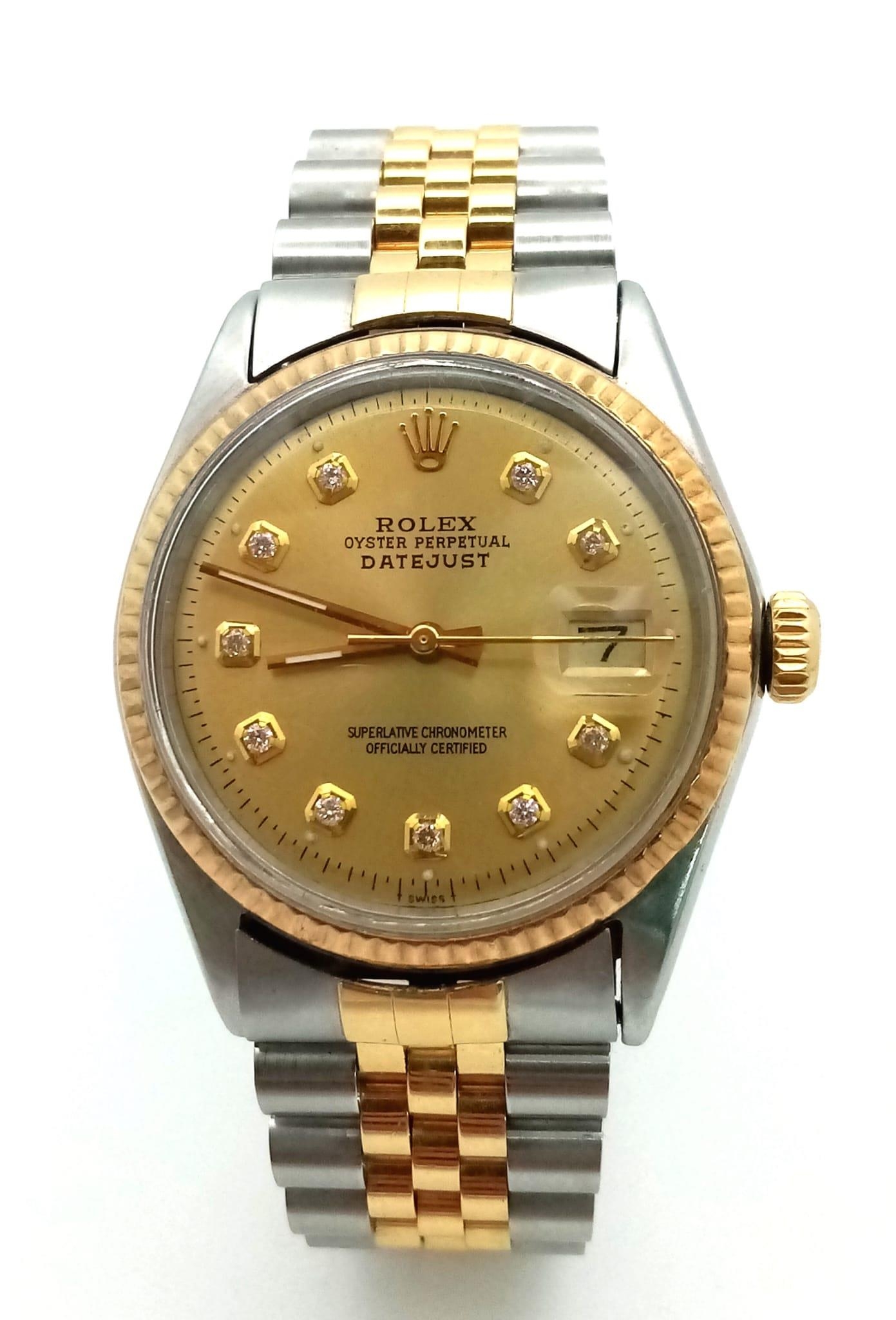 A Rolex Oyster Perpetual Datejust Bi-Metal Gents Watch. 18k gold and stainless steel bracelet and - Image 2 of 9