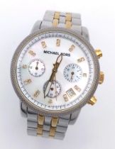 An Excellent Condition Michael Kors, Gem Set, Bi Metal, Chronograph Watch. 38mm Including Crown, New