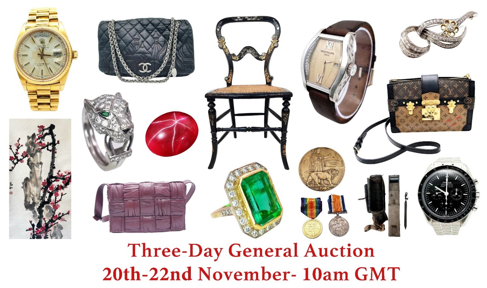 Three-Day General Auction (Jewellery, Watches, Designer Items, Militaria, Antique and Collectables)