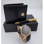 An Unworn Cased Men’s Gold Tone Quartz Watch by Philippe Reveur. 42mm including crown comes with
