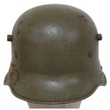 WW1 German M17 Helmet with original Apple Green Paint. Stamped ET-66 for size 66 from the factory