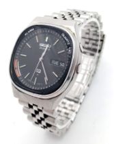 Rare Vintage Seiko 7223 Stainless Steel Quartz Alarm Day/Date Watch. 35mm Including Crown. New