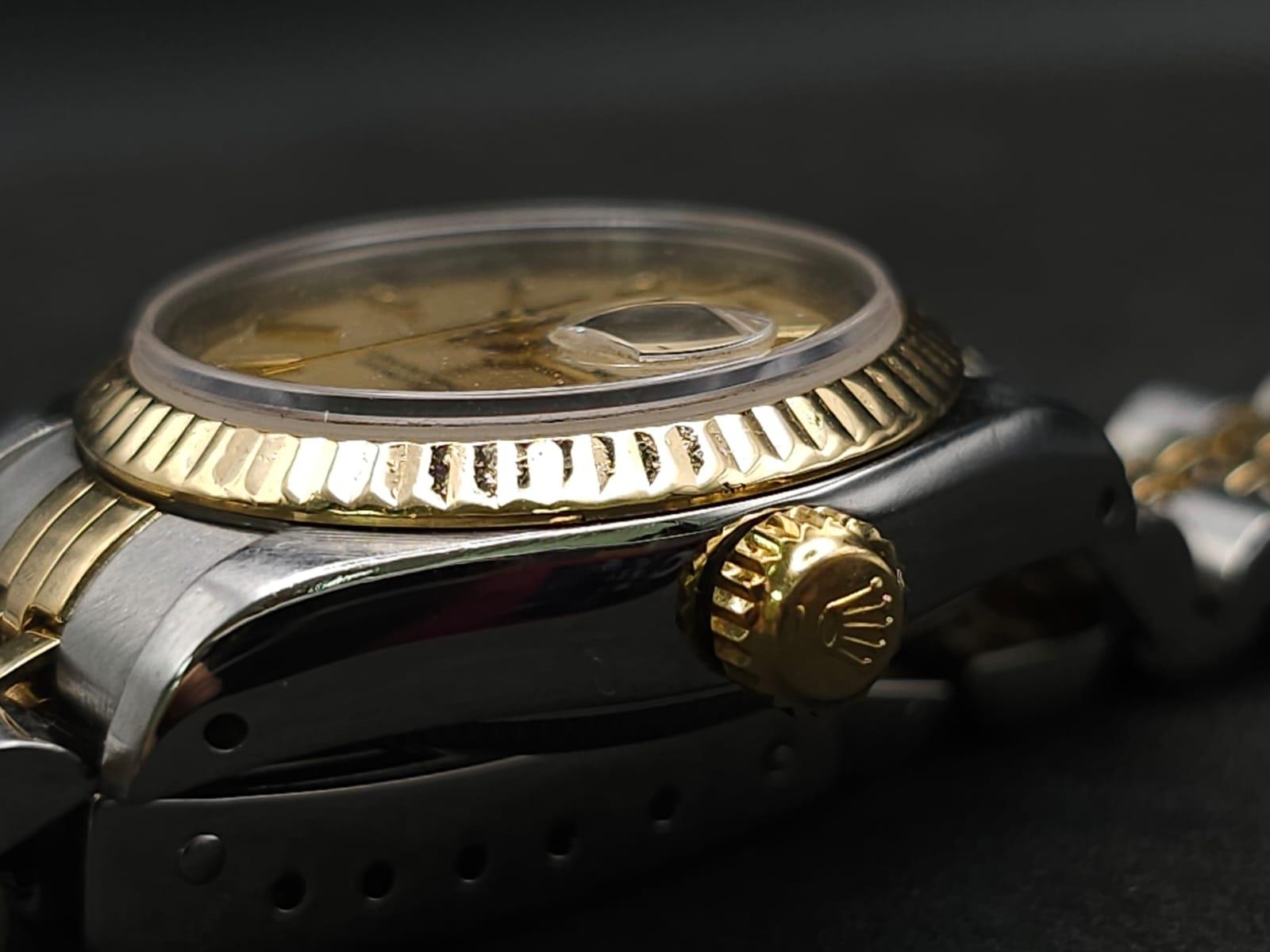 A Rolex Oyster Perpetual Datejust Bi-Metal Ladies Watch. Gold and stainless steel bracelet and - Image 6 of 7