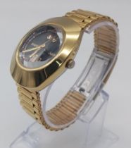 An Excellent Condition Vintage Rado Diamond & Ruby Set Gold Tone Automatic Watch. 36mm Including