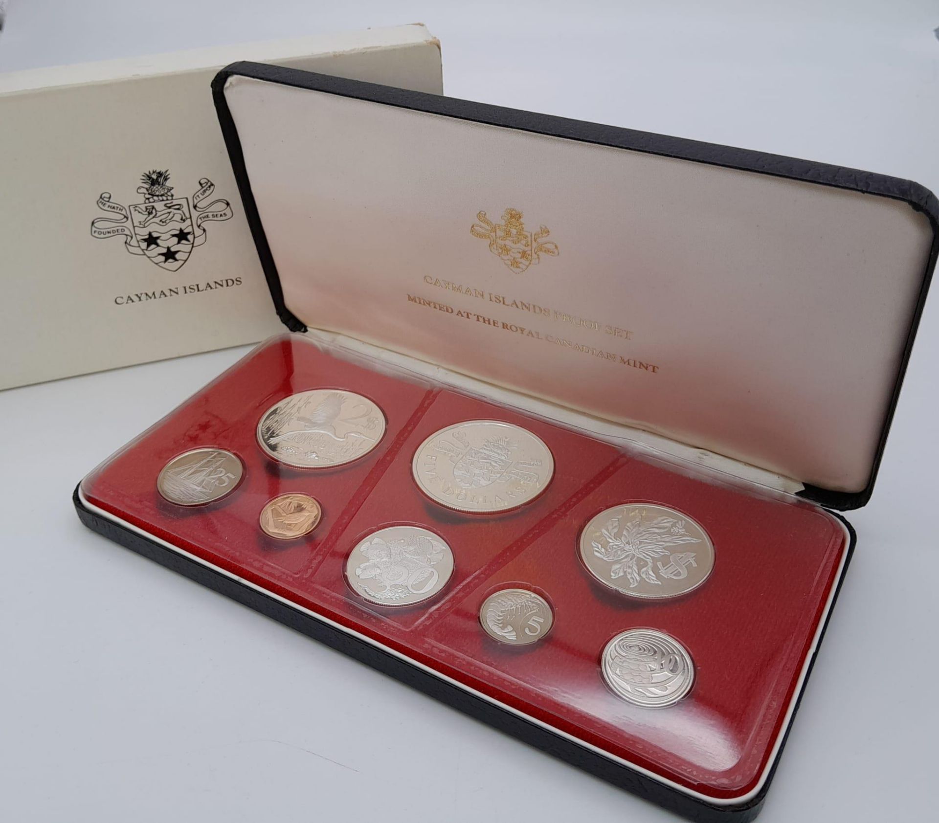 A Mint Condition, 1974, Sealed Cased Set of Sterling Silver and Copper Nickel Cayman Islands Mint