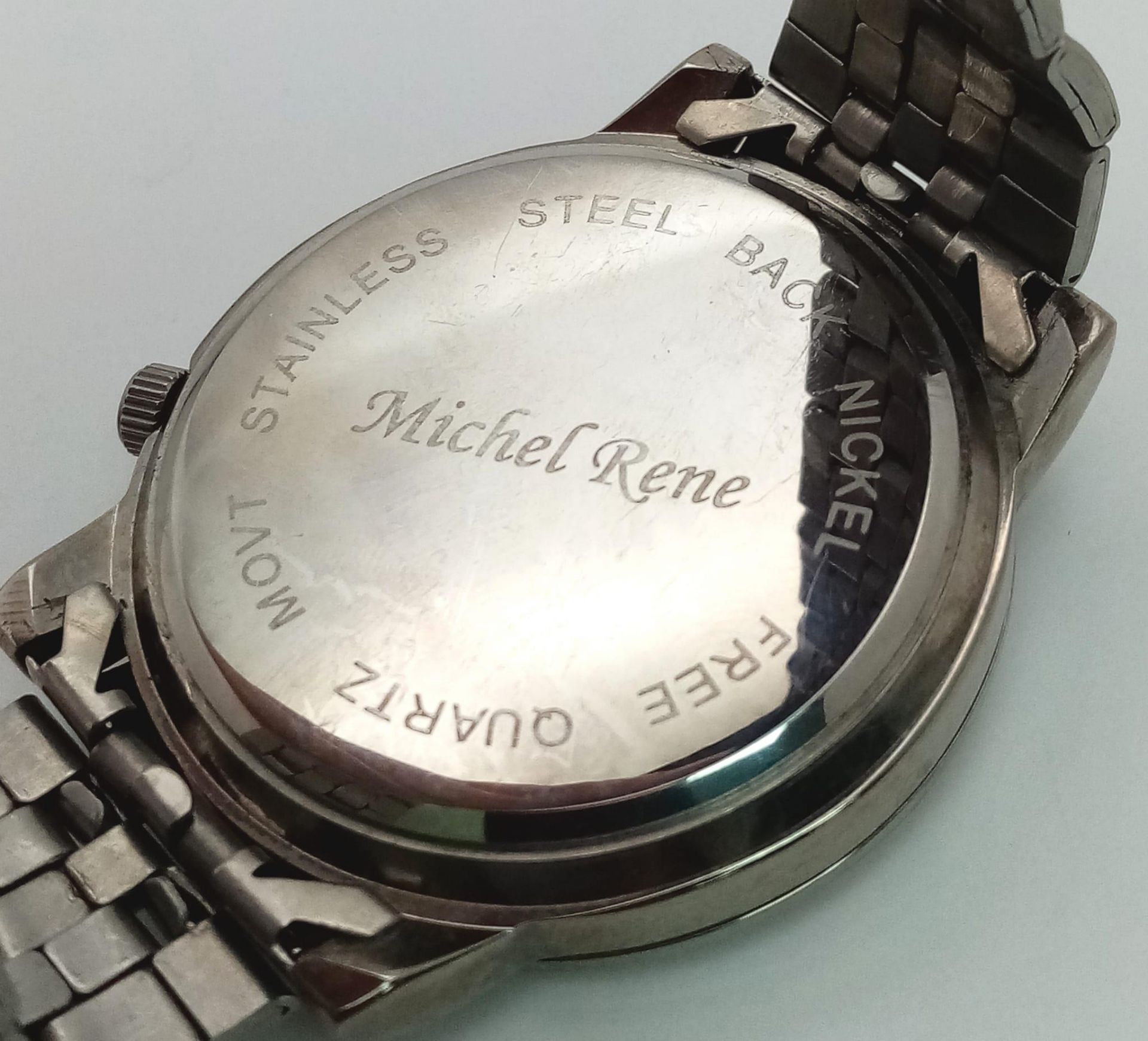 A Men’s Stainless Steel Quartz Watch by Michel Rene. 50mm Including Crown. New Battery Fitted - Bild 5 aus 6