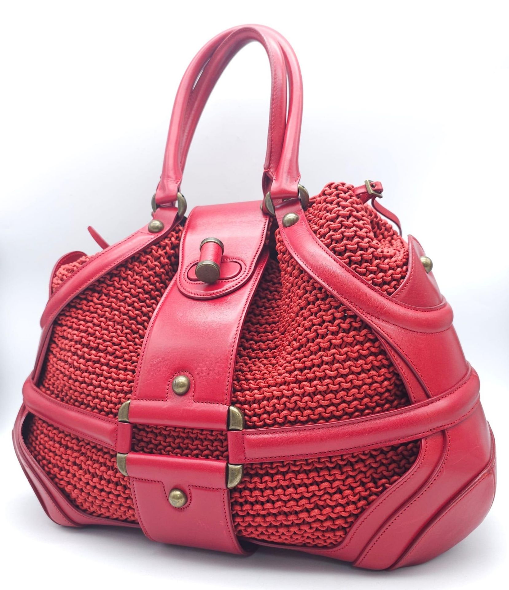 Alexander McQueen Red Woven Coated Canvas and Leather Novak Satchel. Versatile and functional, - Image 2 of 27