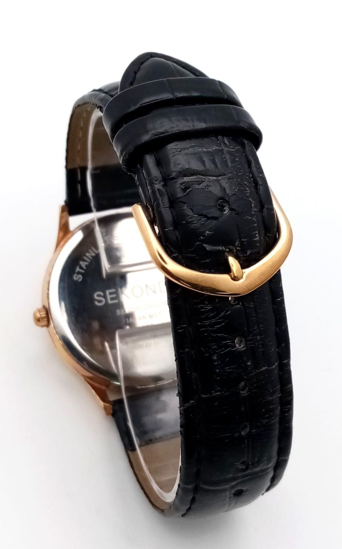 A Sekonda Automatic Skeleton Gents Watch. Black leather strap. Gilded case - 37mm. Skeleton dial. In - Image 5 of 9