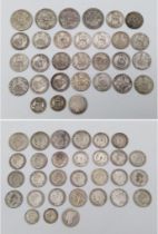 A Parcel of 30 Pre-1947 Silver Florins, Shillings & Six Pences. 182.22 Grams.