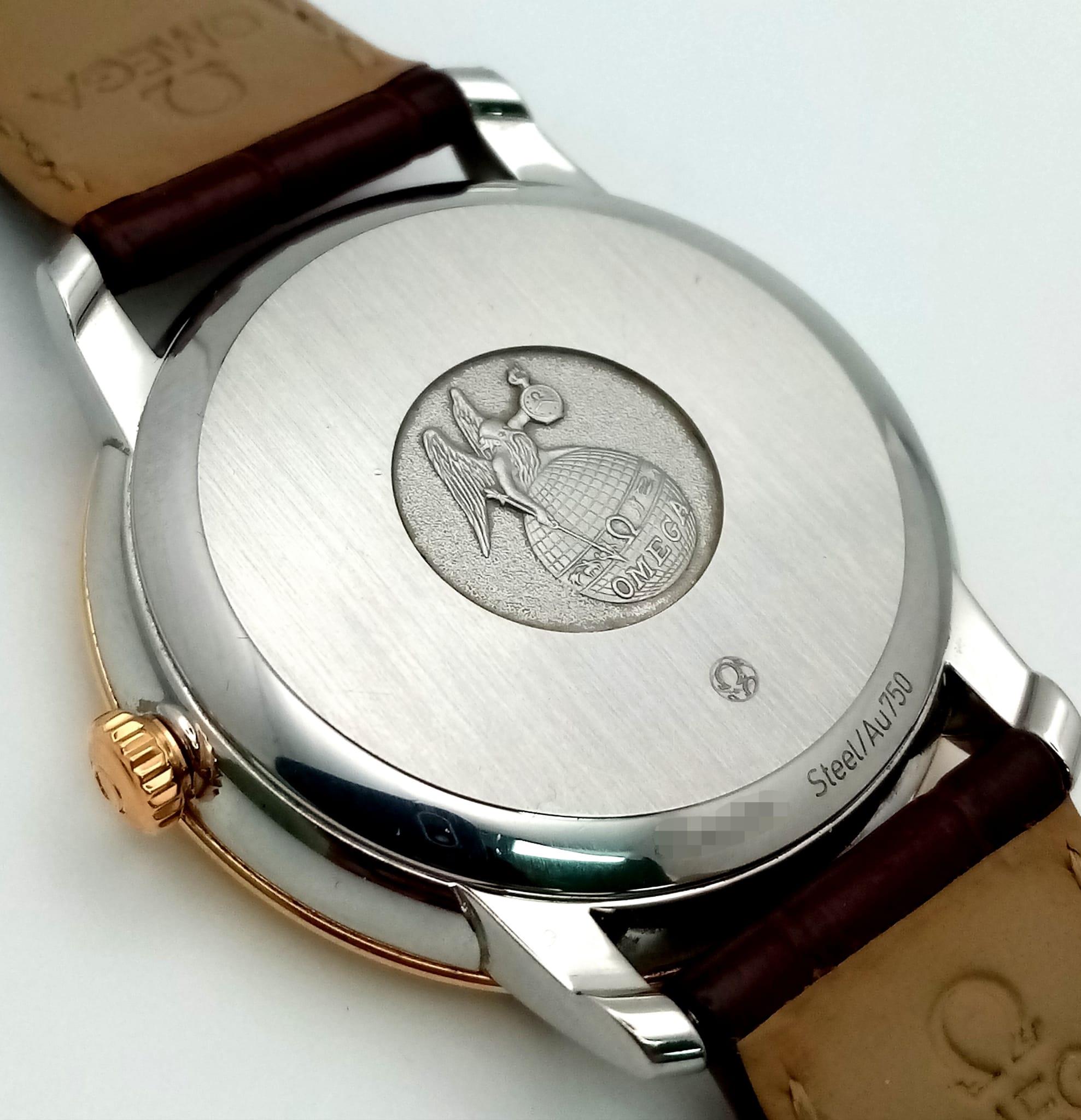 An Omega Deville Prestige Co-Axial Gents Watch. Brown leather strap. Gilded stainless steel case - - Image 14 of 30