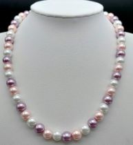 Multi-coloured Pearlescent Necklace with Gold Filled Clasp. Measuring 40cm in length.
