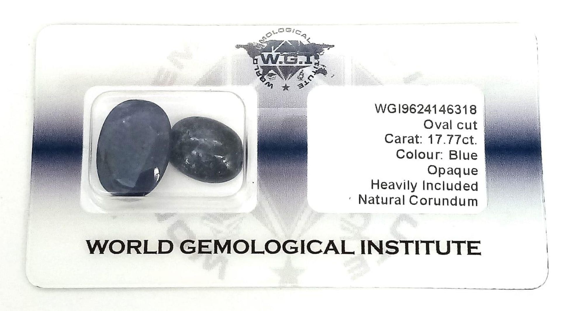 17.77ct of Natural Corundum. Two pieces - oval cut. Comes with a WGI certificate. - Image 2 of 4
