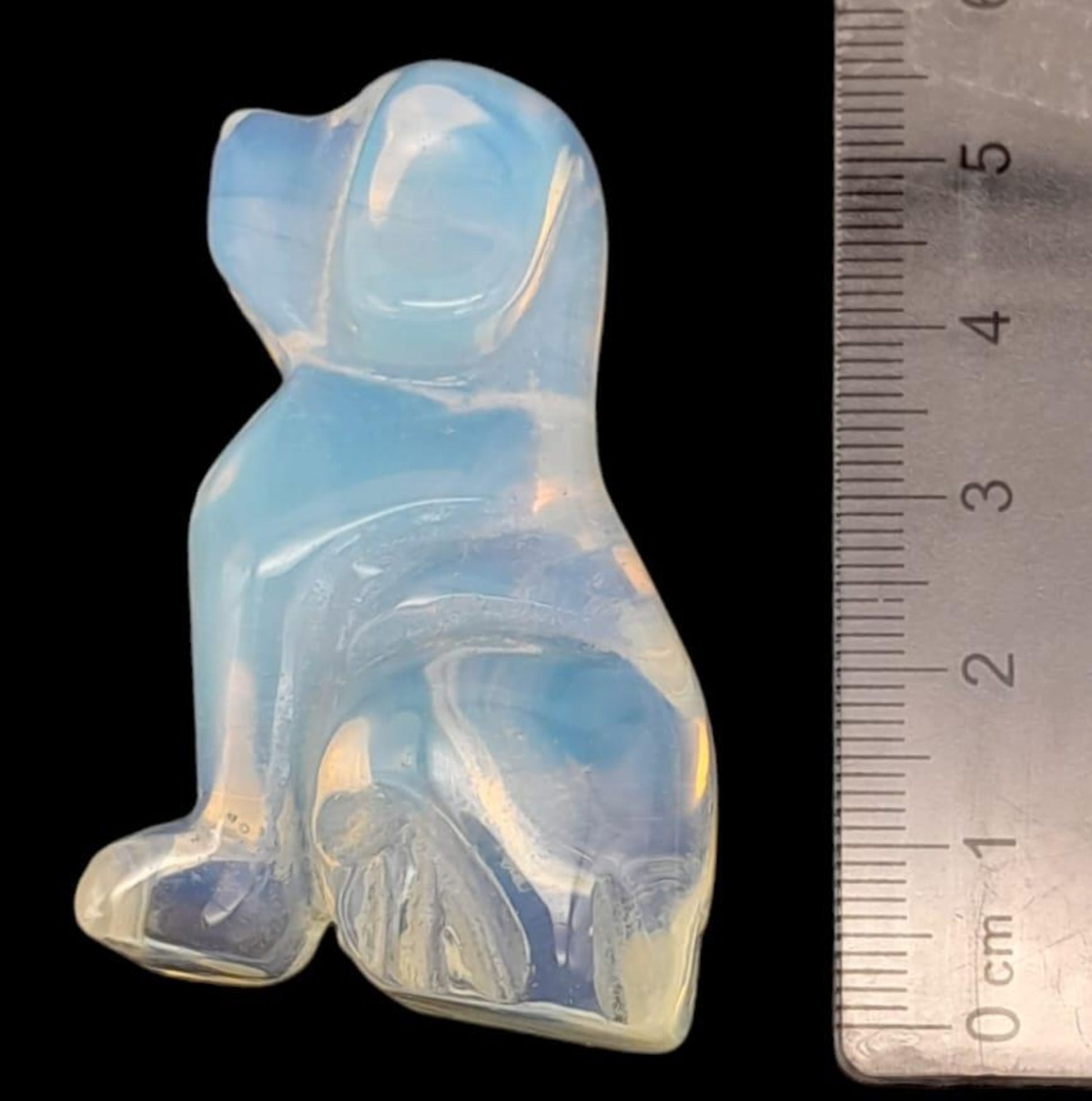Parcel of 4 Opalite Figurines. Featuring a Dog, Skull, Heart & Moon. - Image 3 of 4