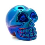 A Quartz Skull Figure with a Metallic Blue Coating. The perfect cabinet of curiosity ornament or