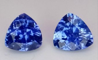 PAIR OF BLUE SAPPHIRE TRILLION CUTS 1.49CT ref: 21 - S