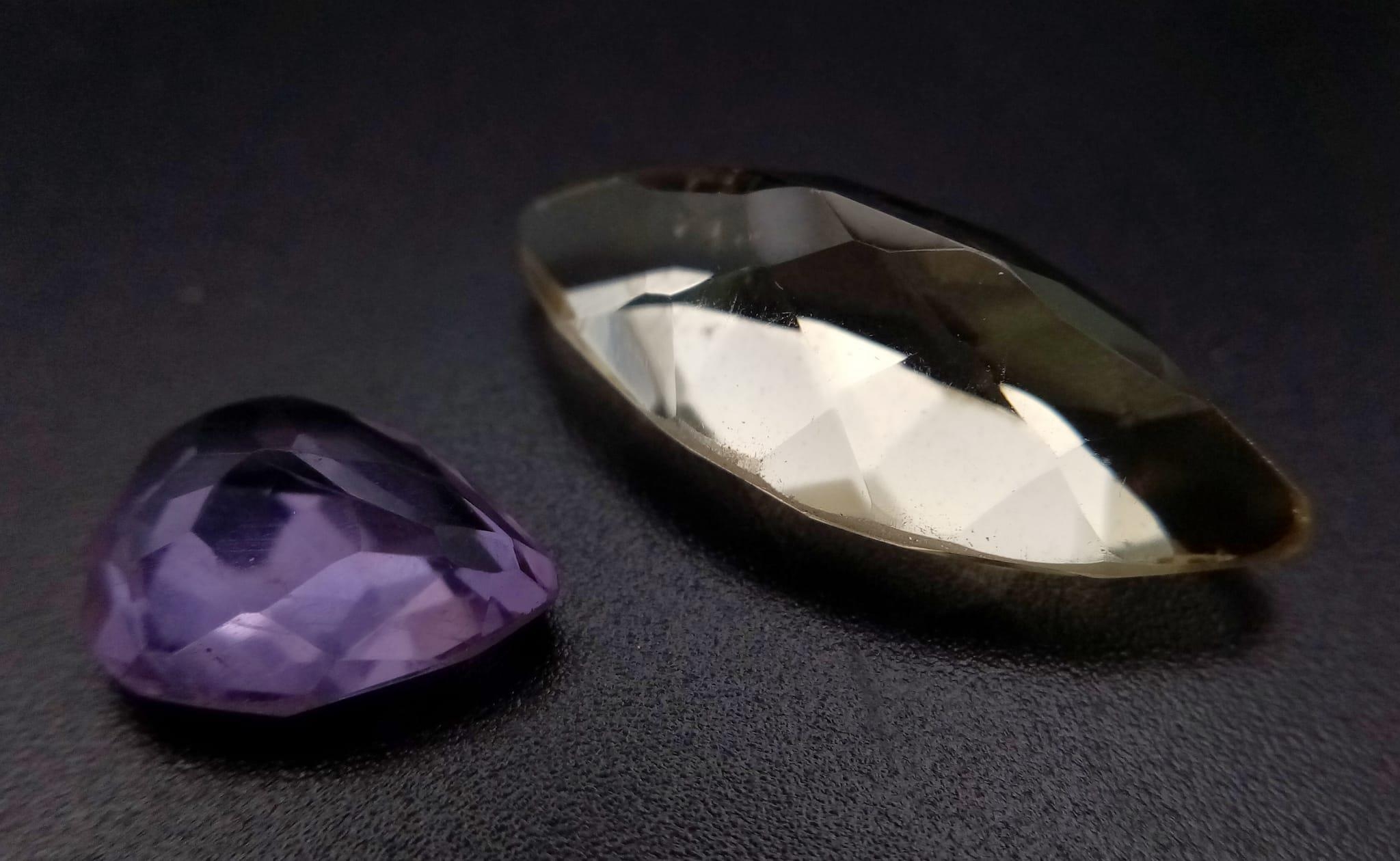 A Lot of 15.35Ct Marquise Faceted Lemon Quartz & 4.50 Ct Pear Faceted Amethyst. GLI Certified. - Image 3 of 4