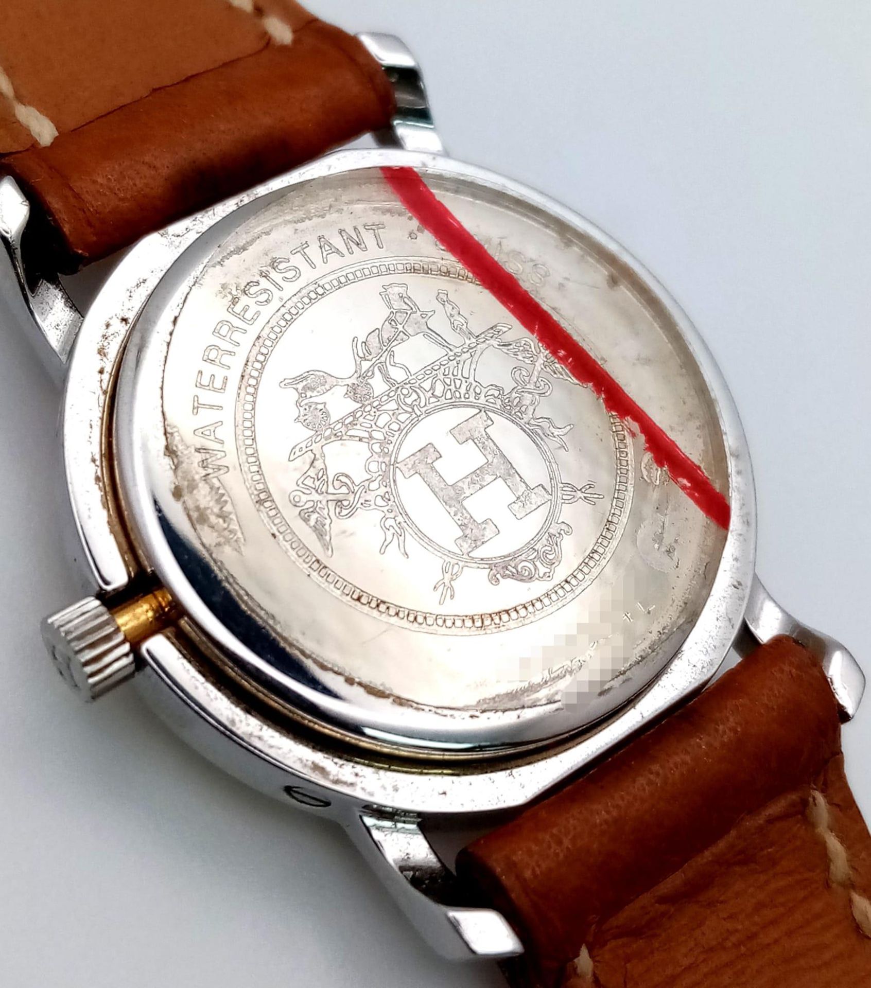A FABULOUS HERMES OF PARIS LADIES WRISTWATCH WITH GOLD AND STAINLESS STEEL BODY AND TASTEFUL CREAM - Image 6 of 8