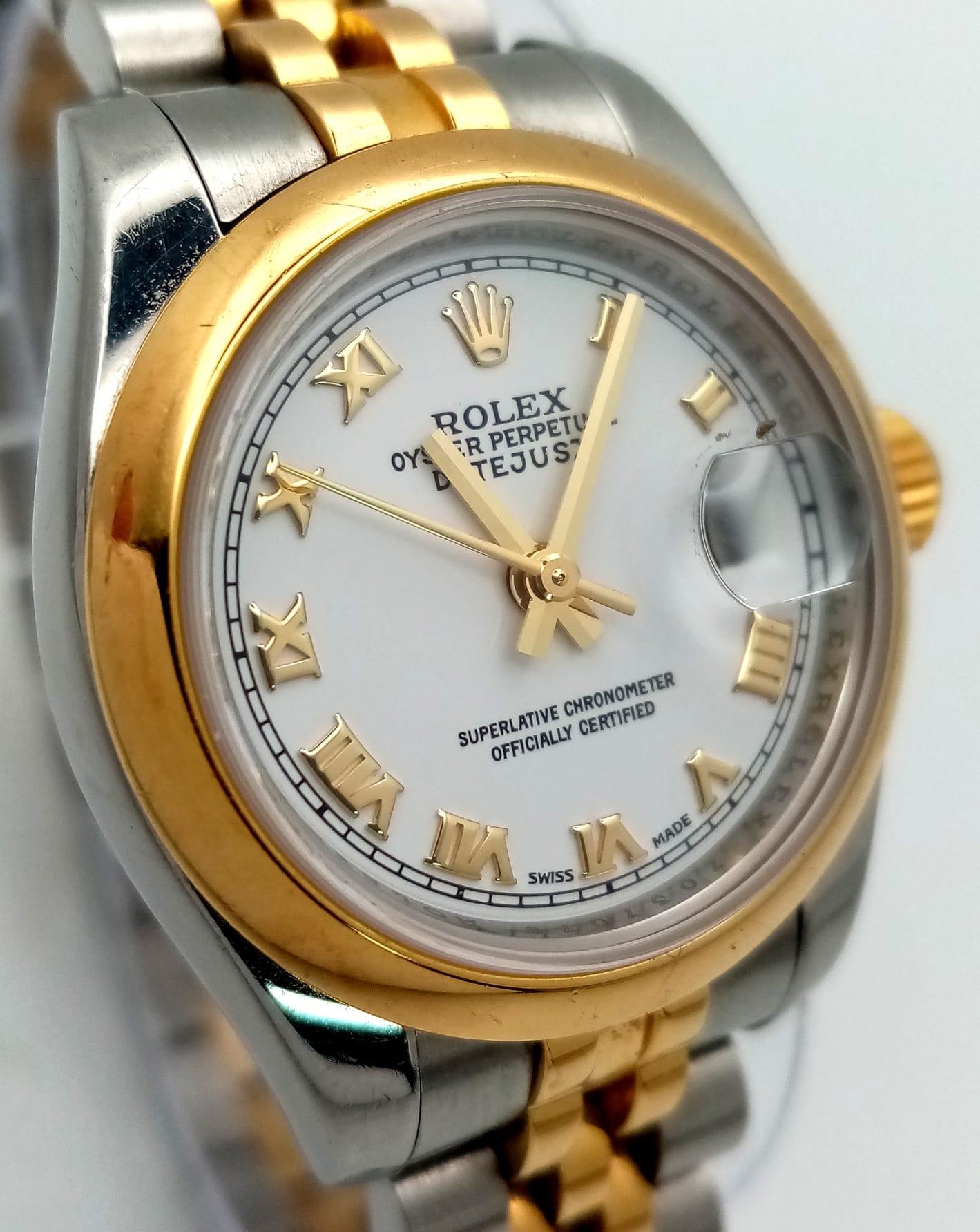 A Rolex Oyster Perpetual Datejust Bi-Metal Ladies Watch. 18k gold and stainless steel bracelet and - Image 3 of 6