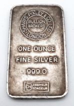 One ounce fine silver Bullion ingot (5.5X3cm).