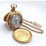 An Unworn Gold Plated Rotary Manual Wind Pocket, Date Watch. 4 Day Power Reserve. With Albert Chain.