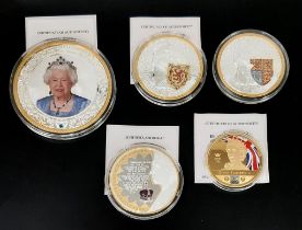 Parcel of 5 Minted Commemorative Coins. 1) Queen Elizabeth II since 1952 Coin 2) Queen's Speech Coin